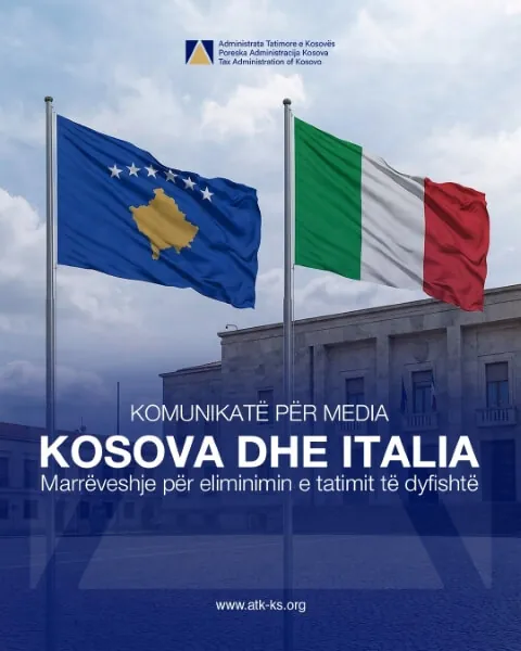 KOMUNIKATË PËR MEDIA – Kosova dhe Italia me marrëveshje për eliminimin e tatimit të dyfishtë